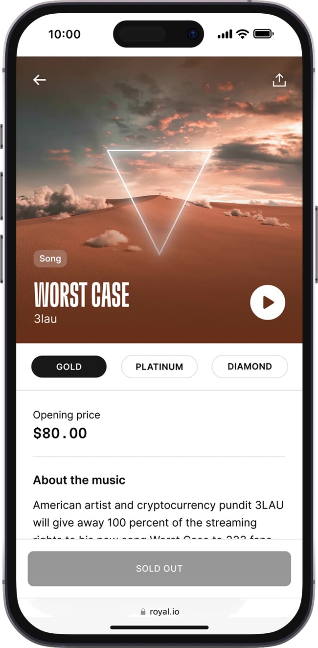 The 3lau Worst Case listing after the drop: Sold out