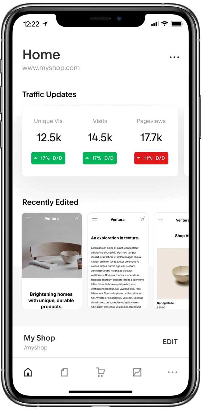 Home tab with traffic updates and recently edited pages